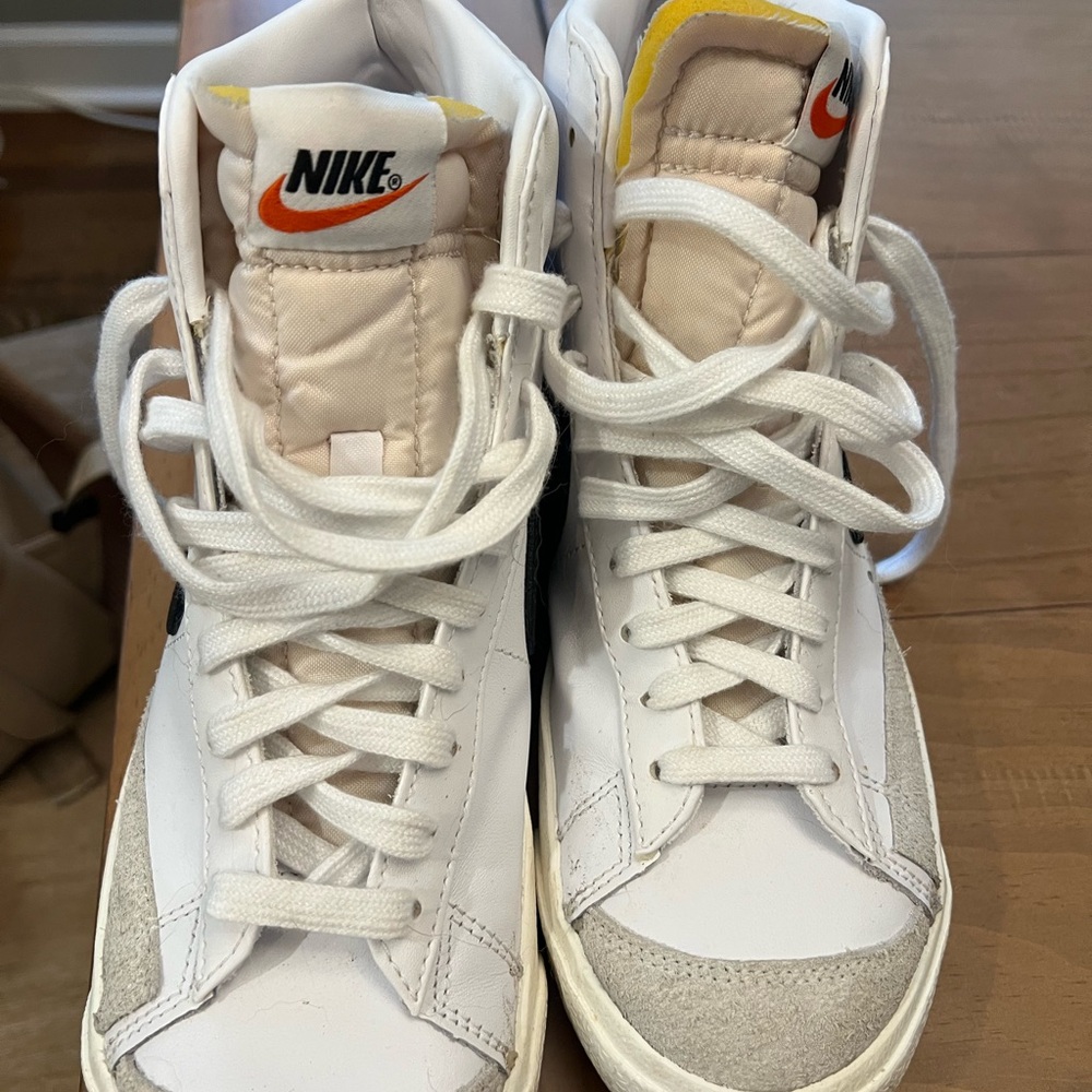 Nike White and Cream High-Top Sneakers